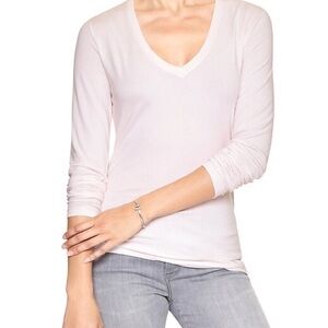 James Perse Soft Pink relaxed V-Neck Long Sleeve Tee Size 3